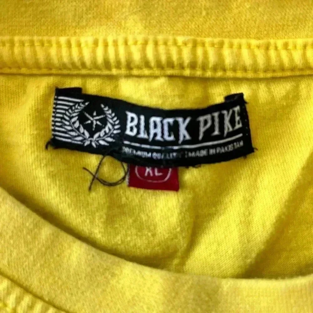 Mens Black Pike Yellow Print Tshirt - XL - Picture 4 of 4